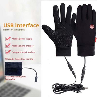 Heated USB Gloves Cycling Riding Touchscreen Windproof Fleece Warmth Skiing Sports Hiking Cold Weather Outdoor Winter Gifts