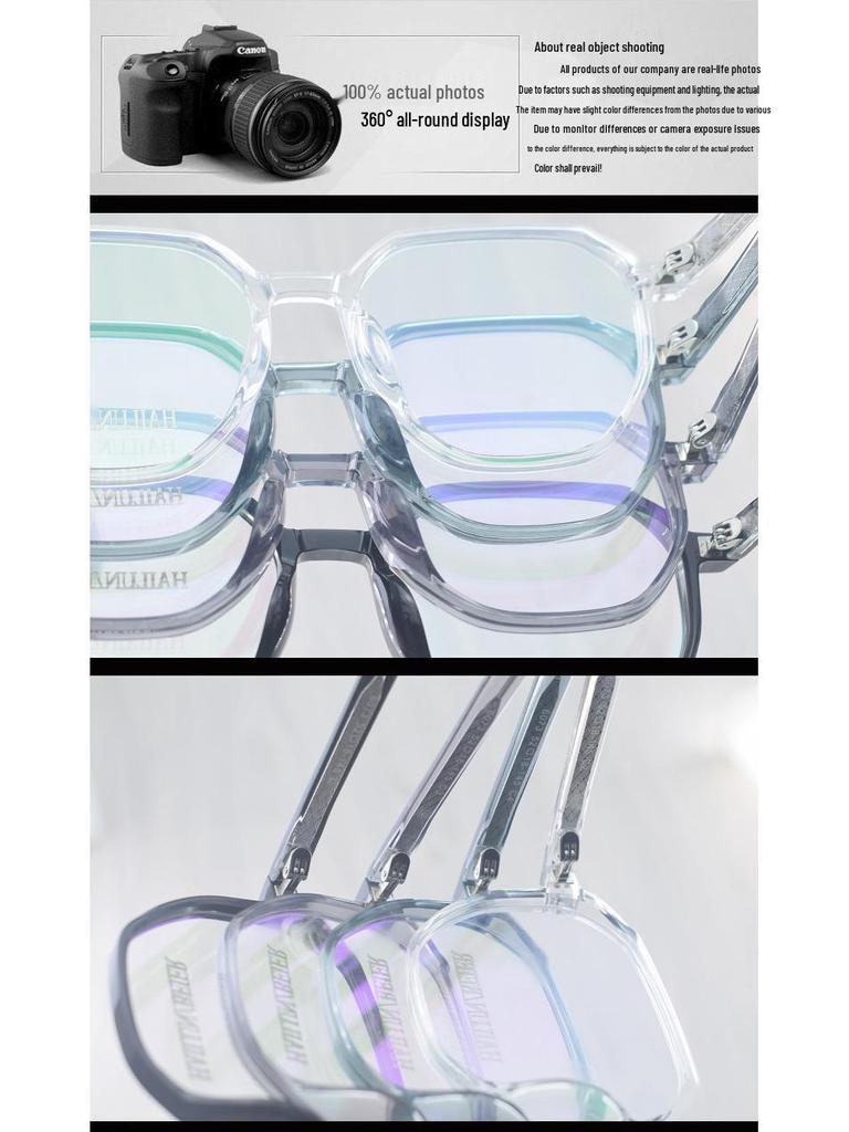 Trendy Women's and Men's Polygonal Net Red Glasses - Full Frame TR90 Plano Transparent Eyewear