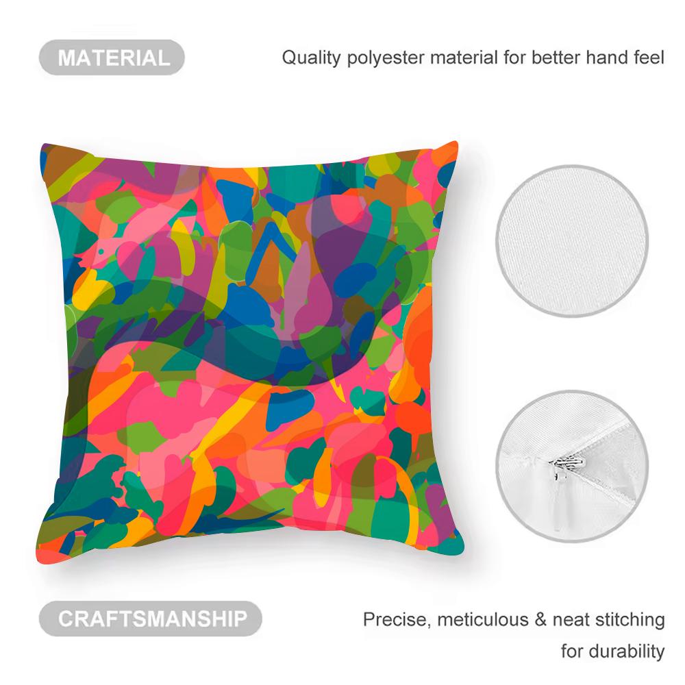 HOT Abstract Colorful Pattern Cushion Cover Anti-dustmite Pillowcase Invisible Zipper Silky Short Plush Sofa Cushion Cover