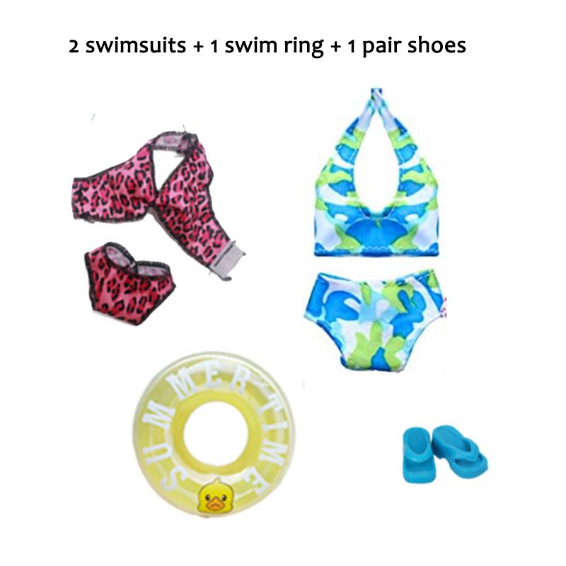 4Pcs 30cm/11.5 Set Funny Clothes Accessories Summer Swimwear Dolls Bikini Diving Suit Swim Ring Sunhat Beach Chair and for Kid Friendly Entertaining