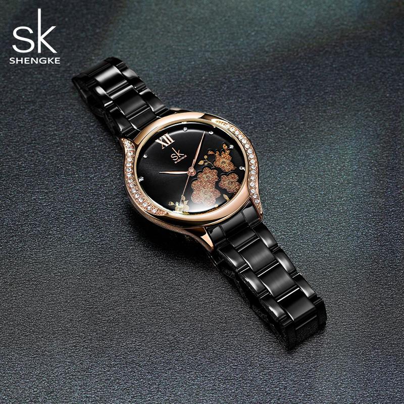 SHENGKE New Women's Watch Top Luxury Bracelet Watches Women Quartz Wristwatches Fashion Clock For Lady