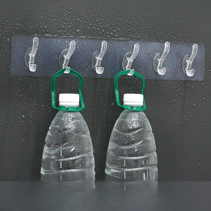Transparent Row Hook, Six-link Strong Adhesive, No Trace, No Need for Drilling, Door Rear Adhesive Hook