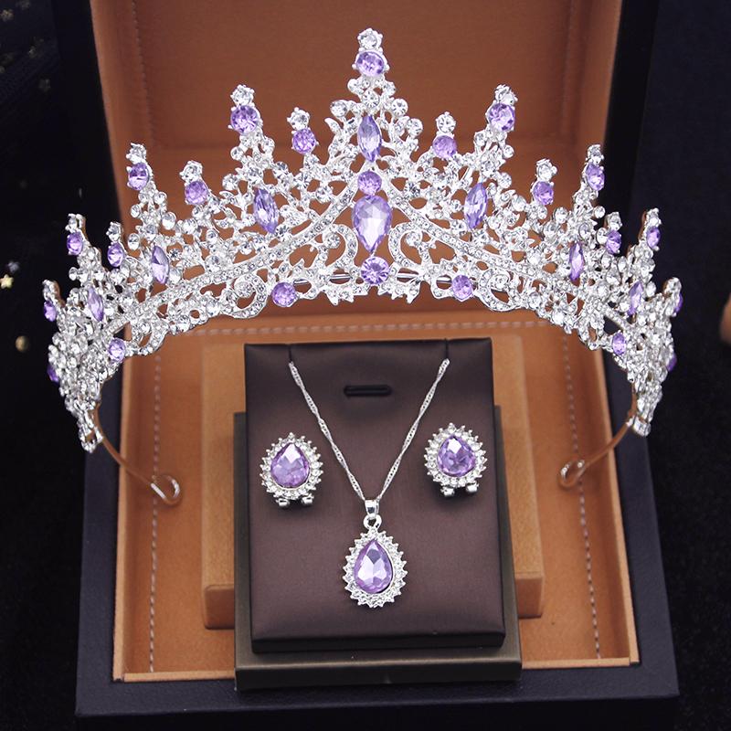 

Принцеси Діадеми Весільні набори прикрас для жінок Кольє Намисто Сережки Набір із короною Весільні підвіски Набір прикрас Наречена