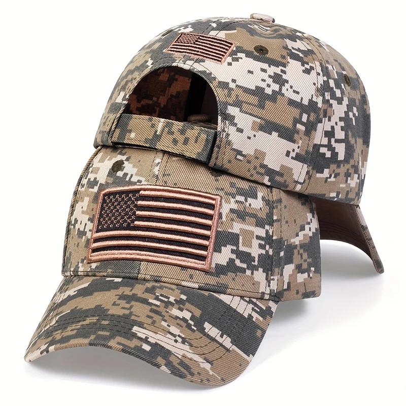 Unisex US Flag Embroidery Baseball Caps Spring Autumn Outdoor Adjustable Casual Hats Dad Hat Sunscreen Hat