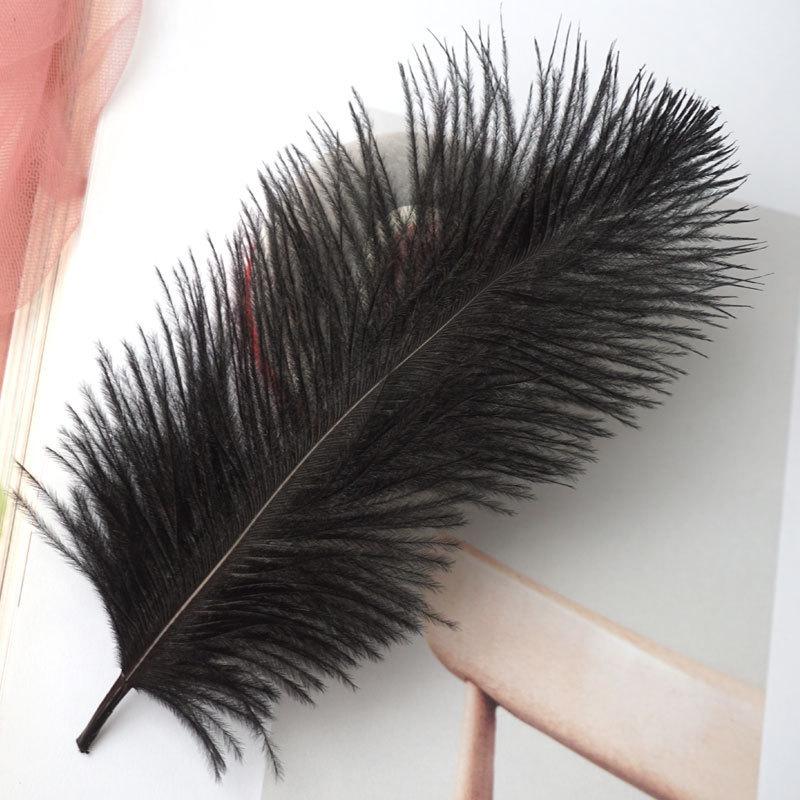 

15Cm Black Ostrich Hair Diy Dream Catcher Jewelry Handicraft Material White Feather Wedding Background Wall Decoration чёрный