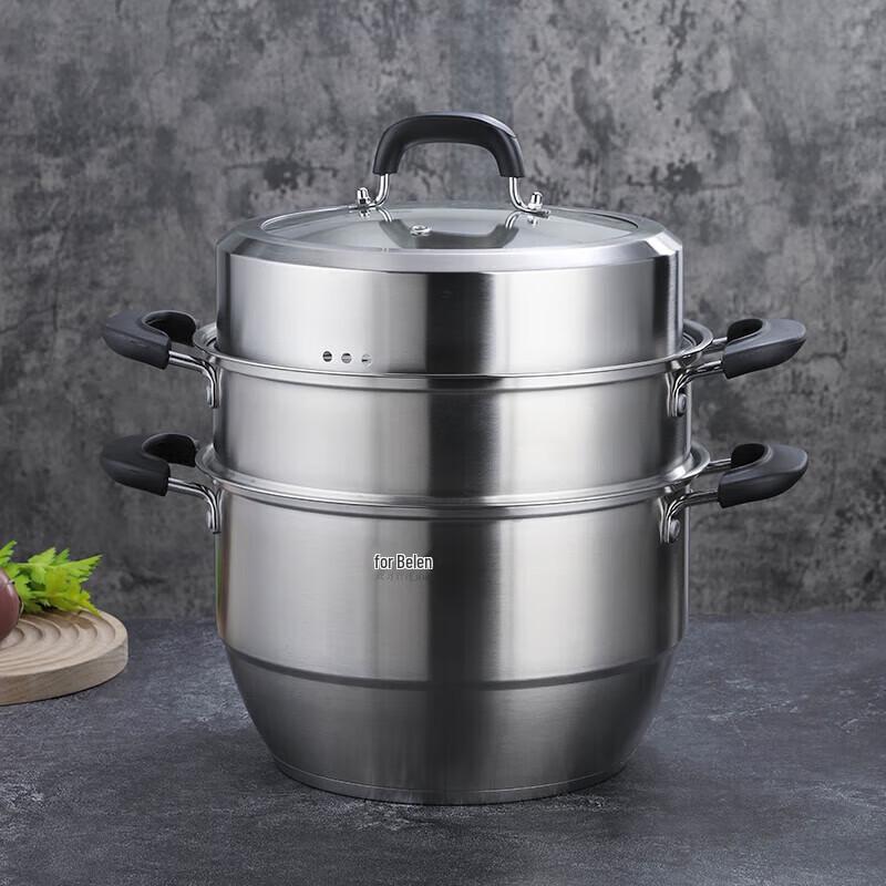 Berlence 28cm 3-Layer Stainless Steel Multi-Cooker Steamer