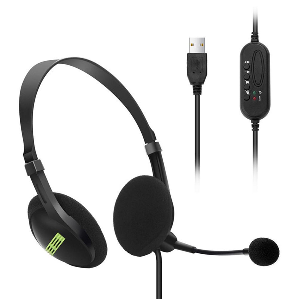 USB Headset with Mic Over Ear Office Call Center Aviation Headphones