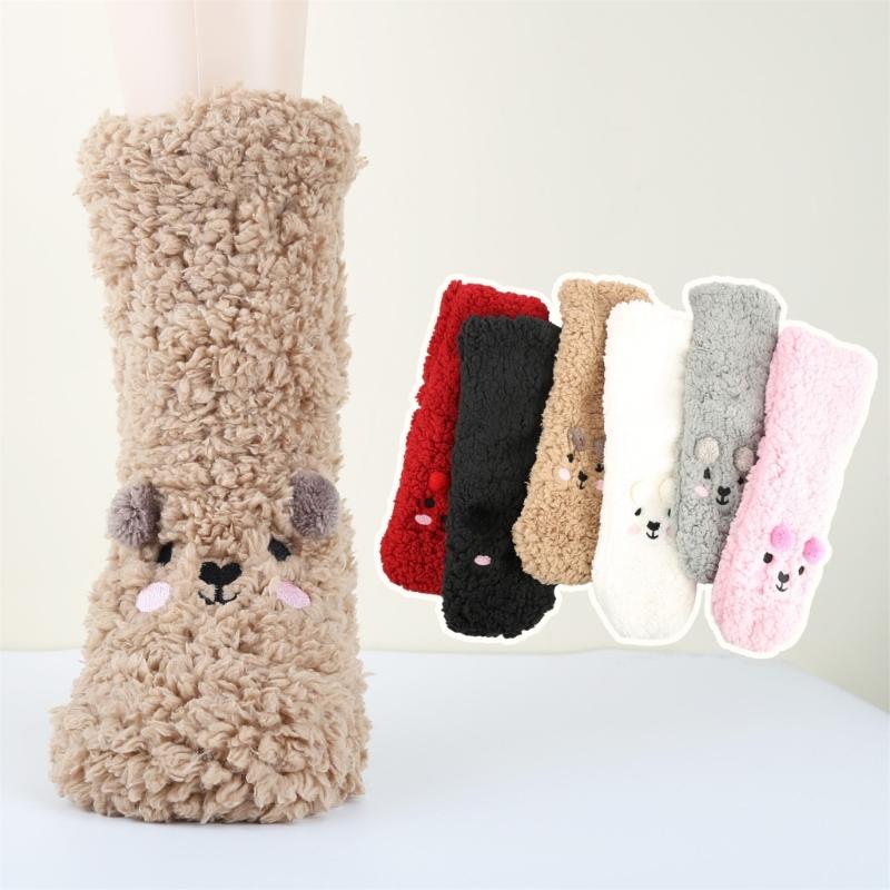 Women's Thicker Warm Fuzzy Socks Plush Warm Winter Socks for Sleep Home,Soft Cozy Socks Cartoon Doll Ankle Crew Socks