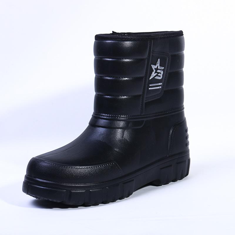 Stivali da neve invernali, scarpe da pioggia impilate e ispessite, e stivali da pioggia in cotone alti in EVA