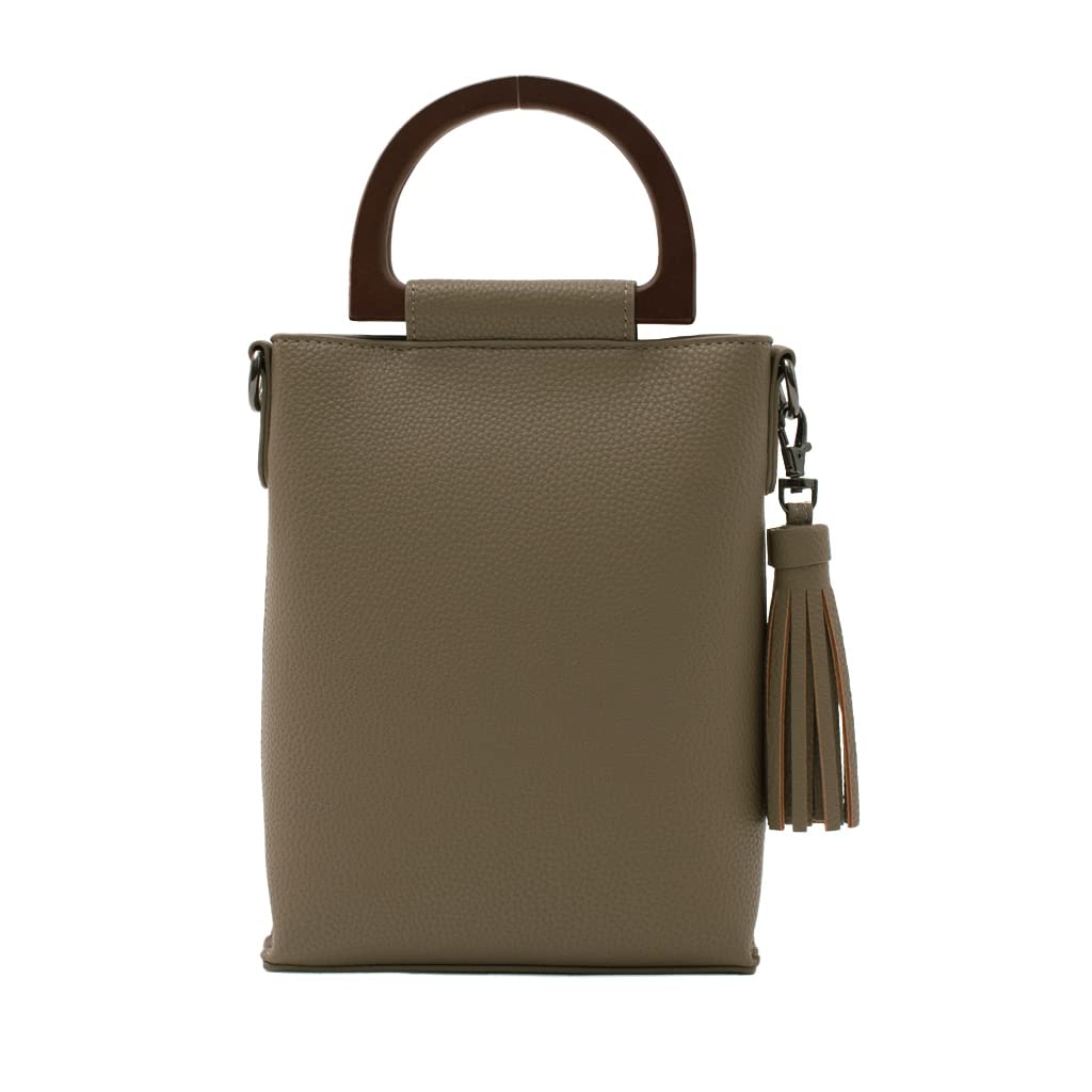 

Vita Felice Wood Handle Pochette for Women [VITAFELICE] 2-way inb-90031p (Gray Beige)