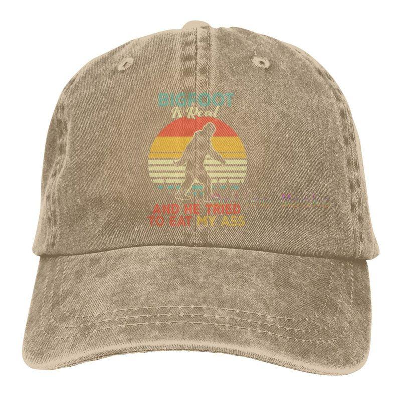 Bigfoot ist echt und er hat versucht, meinen Arsch zu fressen Baseballkappe Unisex Vintage Trucker-Hut Verstellbare Cowboyhüte für Herren Damen