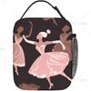 Ballerinas Dancing on A Pink Lunch Bag Women Lunch Box for Men Portable Cooler Tote Bag for Work Picnic Trave