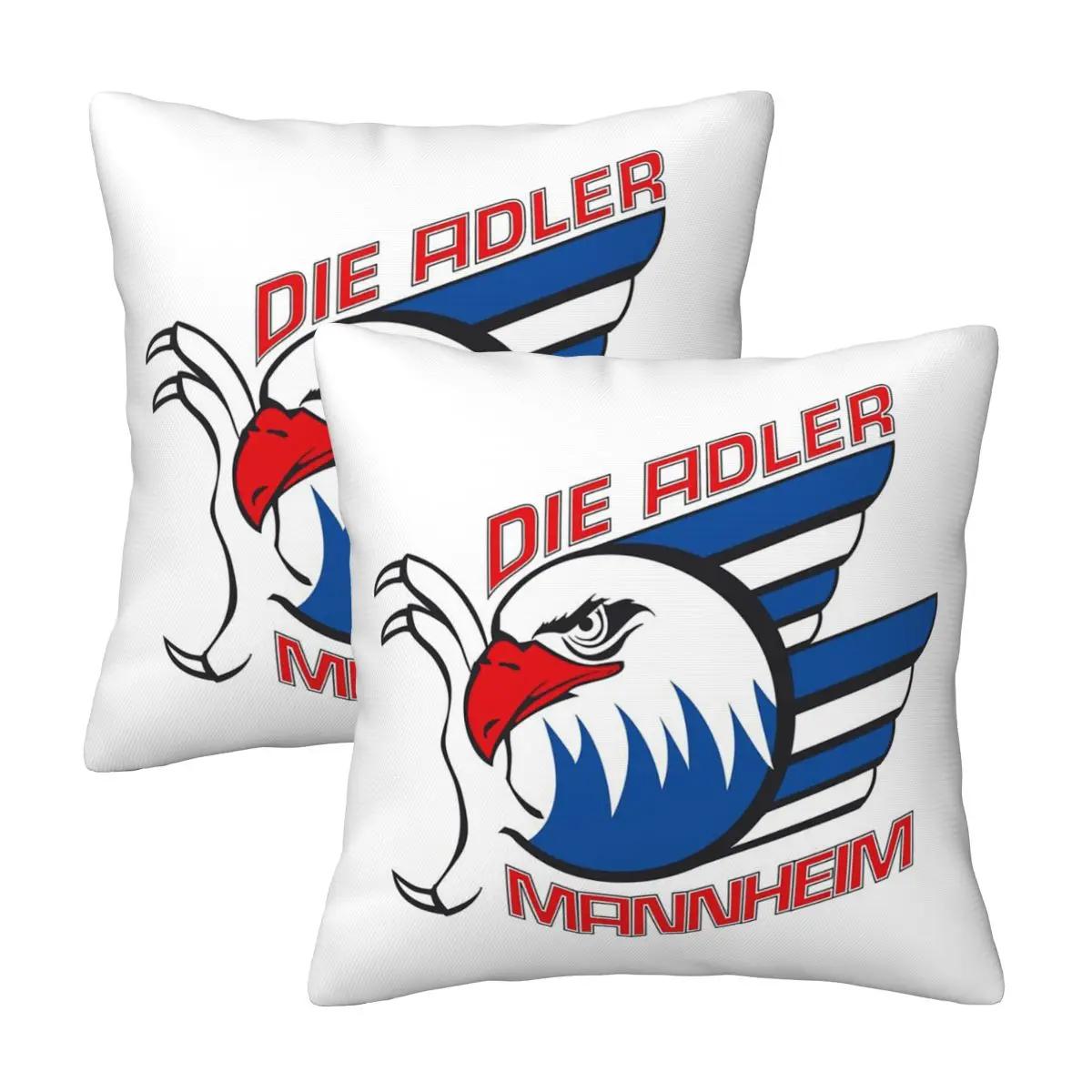 Adler Mannheim Hockey 2 Pcs Square Pillowcase Pillow Cover Cushion Decor Comfort Throw Pillow For Home Bedroom Peach skin 18*18(CM)-2Pcs