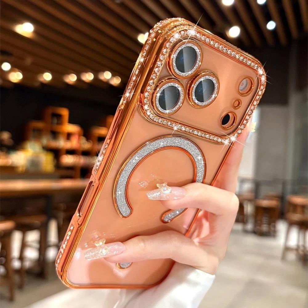 

New Bling Crystal Lens Film Transparent For Magsafe Magnetic Wireless Charging Case For iPhone 17 17Pro 17 Air 17 Pro Max Cover iPhone17