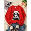 European Sizes Kids' Crewneck Sweatshirt - Cute Panda Stack Pattern Print | Sportswear and Casual Wear, Soft and Comfortable, Clothing, Teenagers