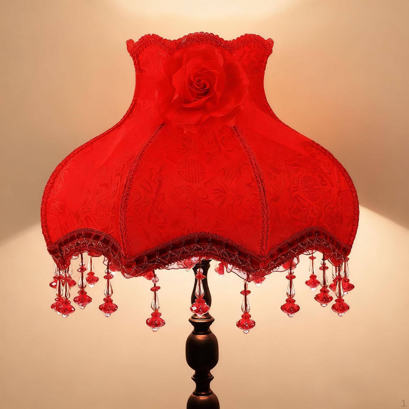 

Абажур Декоративна Бахрома Китиця Тканинний Бісерний Абажур для Настільної Лампи Заміна Європейський Вінтаж червоний