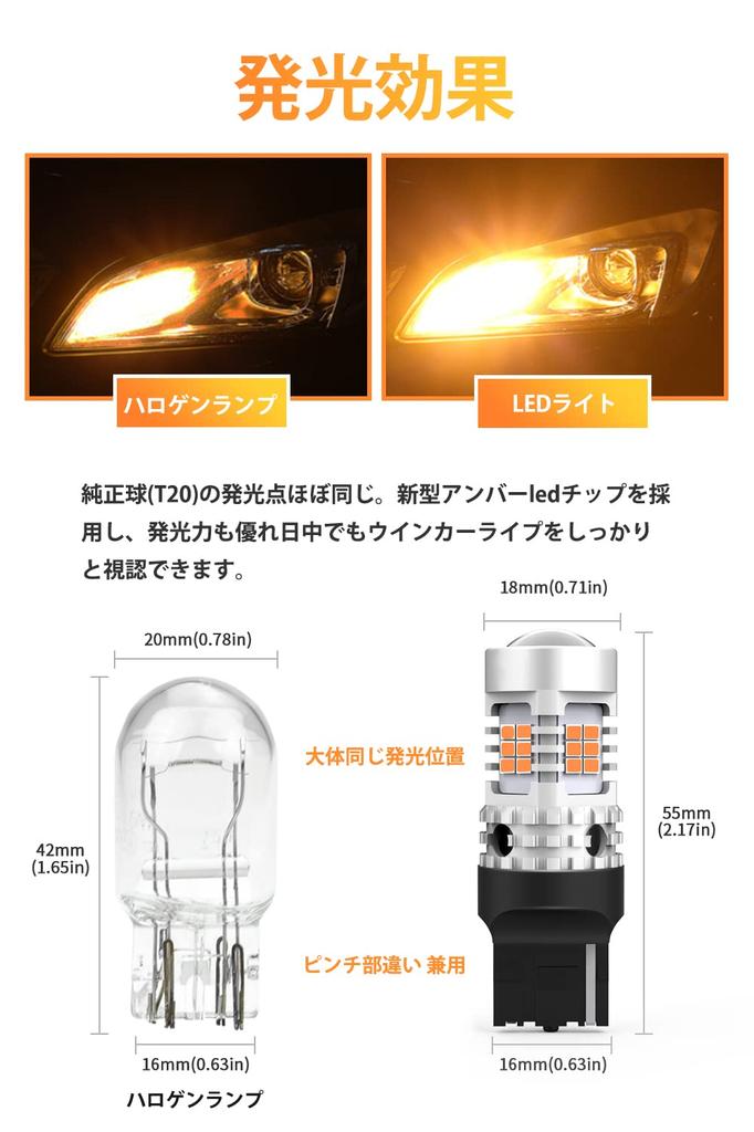 OXILAM T20 Einzel-LED Blinkerlampen Amber mit 7440 Kurvenlicht Aluminium Wärme für DC12V 2er-Pack Eingebauter Canbus-Widerstand, Lampen, 26-teilig Ultra-Diffus