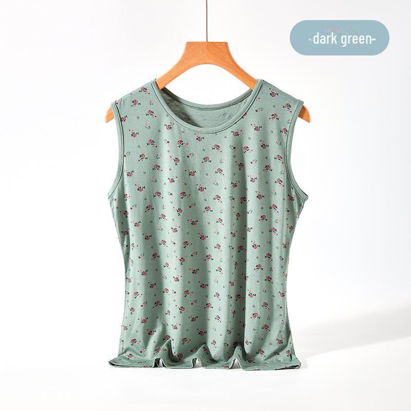 

Летняя пижама мамы: Легкий модальный жилет и комплект с короткими рукавами для женщин среднего и пожилого возраста 2XL (110-120 jin) темно-зеленого