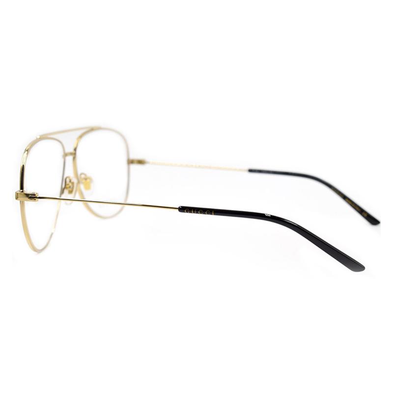 Gucci optical glasses [Available prescriptions] Cool series pilot style frames Gold frame black temples 002 F dust bag + glasses case (random color)