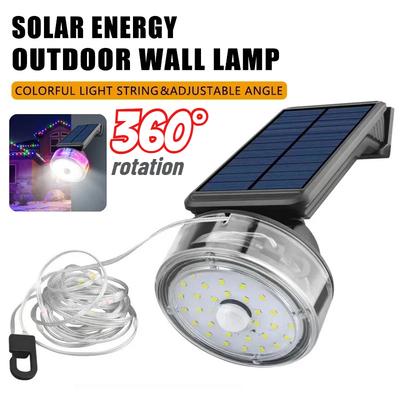 Luz Solar 2 en 1 para Exteriores, Impermeable, con Sensor de Movimiento, Lámpara de Pared Solar, Cadena de Luces Integrada para Jardín, Valla, Patio