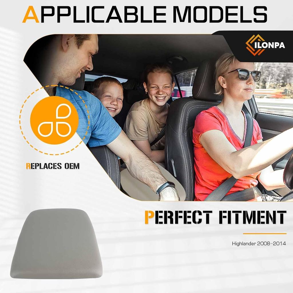 Grey Center Console Armrest Lid Cover Armrest Box Cover w/Base Compatible with 2008 2009 2010 2011 2012 2013 2014 Toyota Highlander