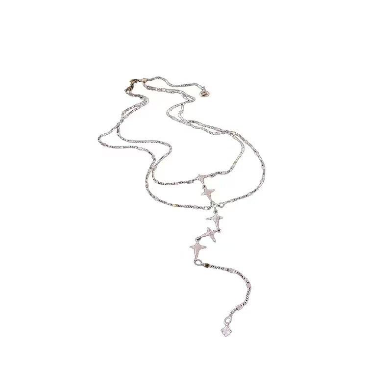 

Super flash diamond-encrusted star long necklace, high-end temperament, double-layer fringed collarbone, sexy pure desire neck chain, chest chain.