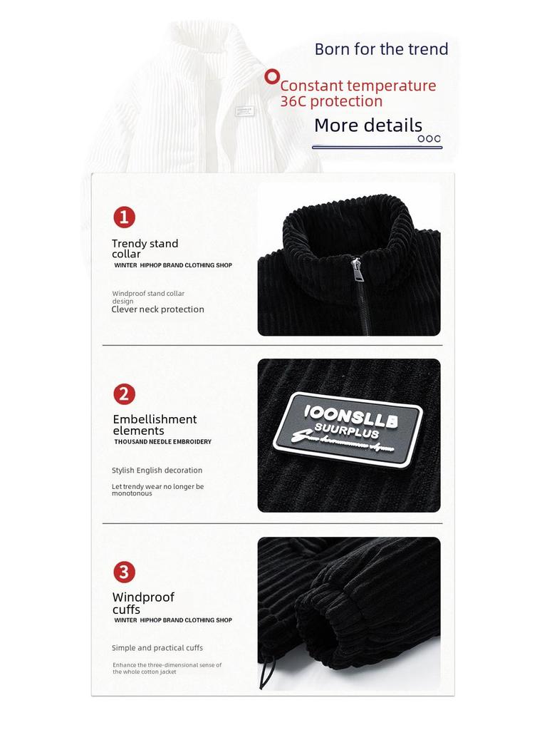 2024 Herren- & Damen-Verdickter Winddichter Cordmantel - Amerikanischer Retro, Herbst/Winter Stehkragen, Kältebeständig