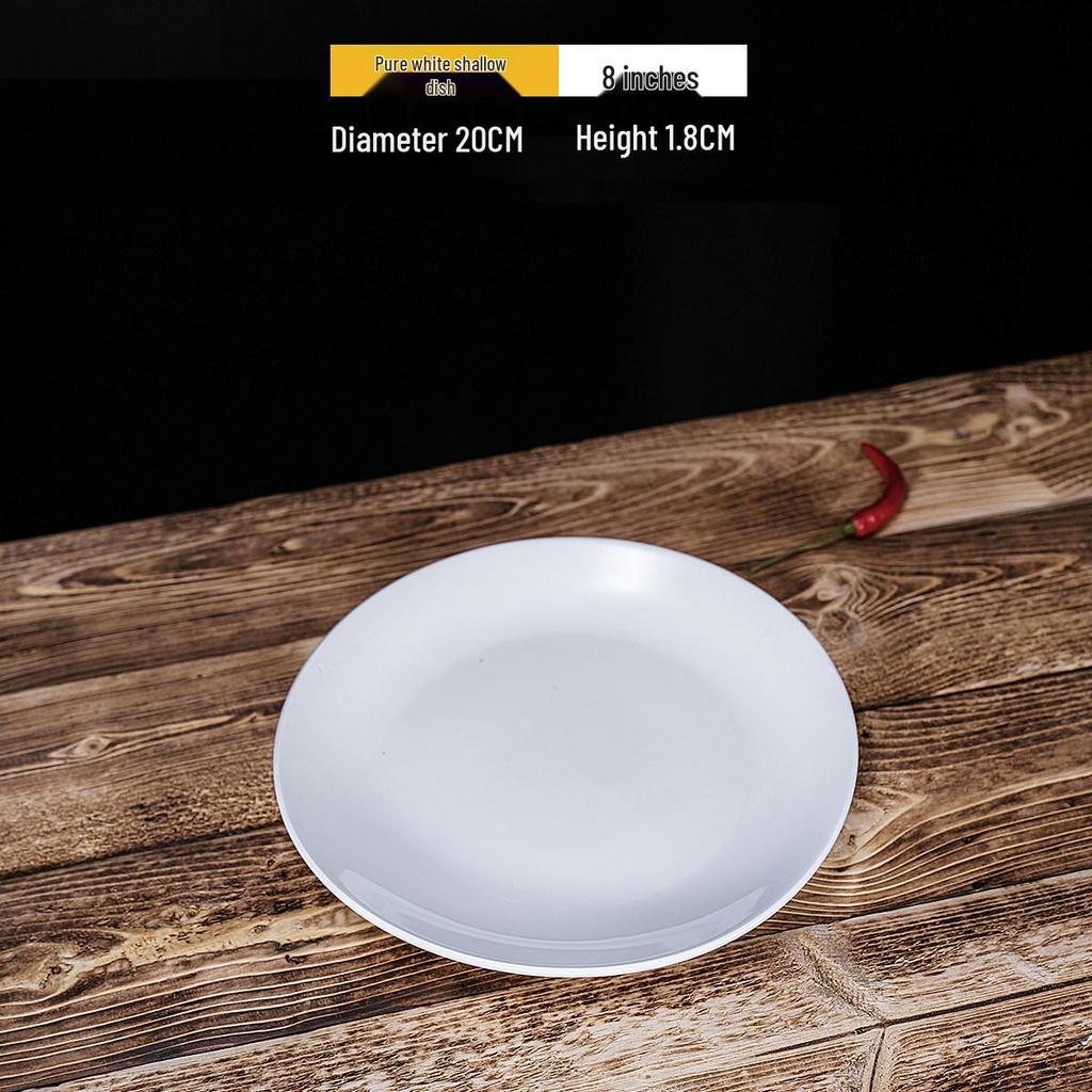 Steak Ceramic White Round Western Bone Plate - Shallow, Flat Tableware Dish for Household Use