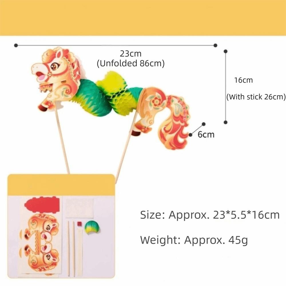 Paper Dragon Dance Props Diy Material Set Honeycomb Paper Horse Dance Props Cartoon Pattern Handmade Paper Crafts New Year Eve