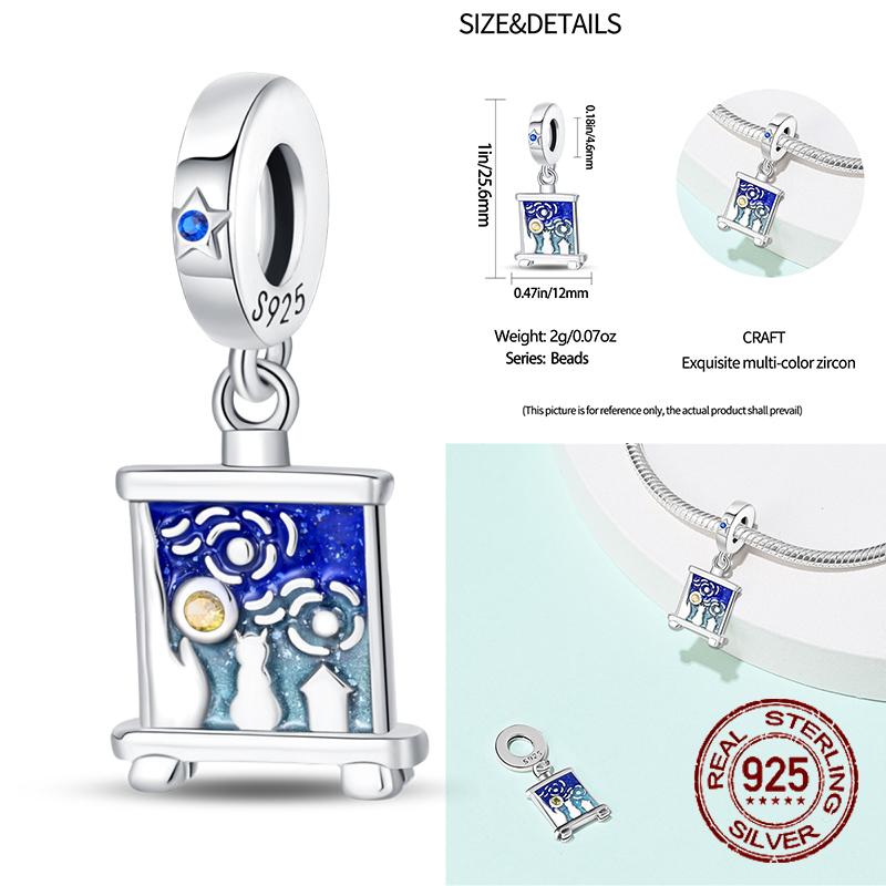 Copper School Backpack Book Pencil Trophy Charm Beads Fit The Original Charm Bracelet Women Diy Jewelry