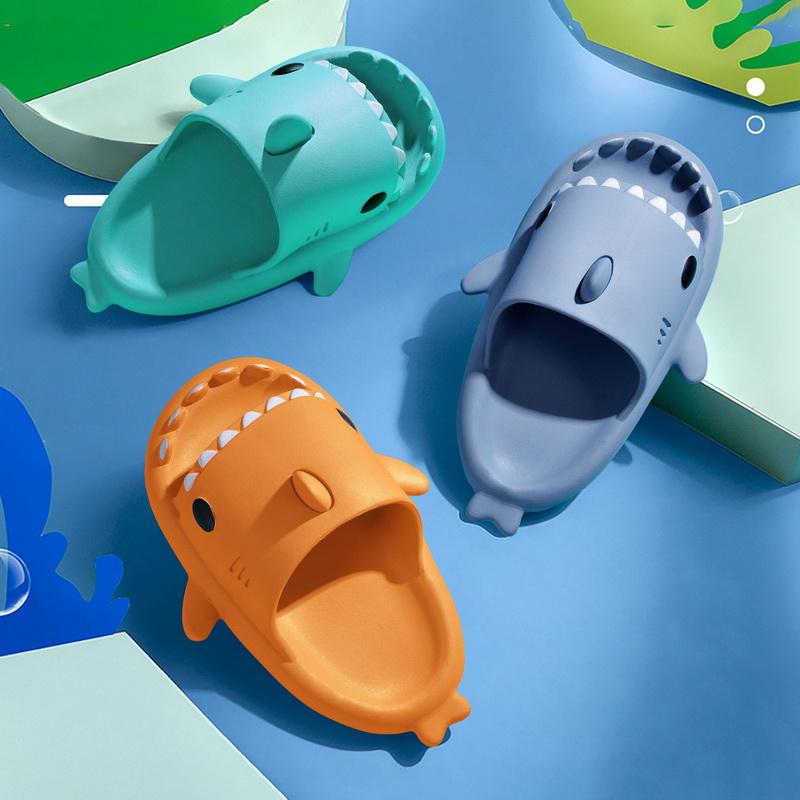 Fashion Litfun Cute Shark Slippers For Kids EVA Soft Bottom Beach Shoes Cartoon Bathroom Children Sandals Comfort Non-Slip Home Slippers