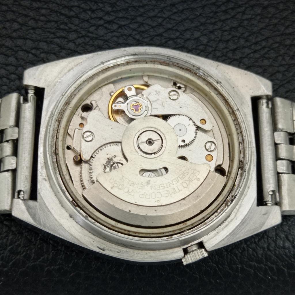 RARE VINTAGE SEIKO 5 AUTOMATIC 7009A JAPAN MENS PEACH DIAL WATCH a709550-1