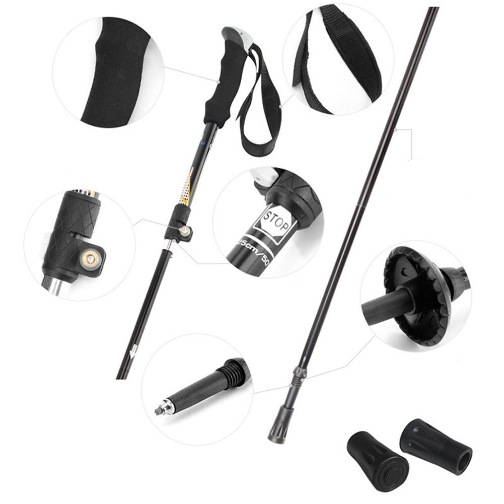 Telescopic Alpenstock Walking Hiking Stick Ultralight Adjustable Aluminum Alloy Camping Trekking Pole