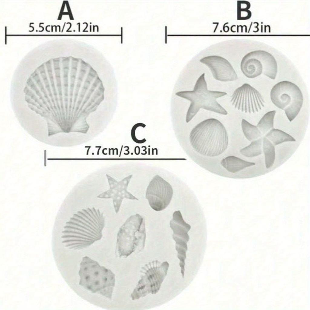 1pc Marine Theme Silicone Mold 3D Seashell Conch Starfish Coral Fondant Mold for DIY Pudding Chocolate Candy Desserts Gummy Cupcake Handmade Soap
