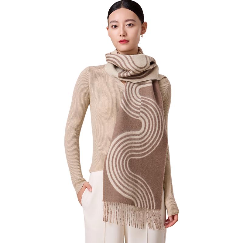 

Shanghai Story 100% Wool Letter Twin Double-Sided Scarf 180x30cm (with tassels)