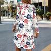 Women's Fashionable Retro Printed Round Neck Casual Long Sleeved Dress