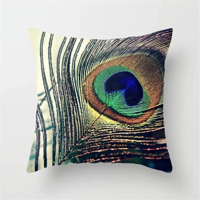 Luxury Peacock Pillow Cover High Quality Printed Home Sofa Cushion  Hotel Coffee Bar Throw