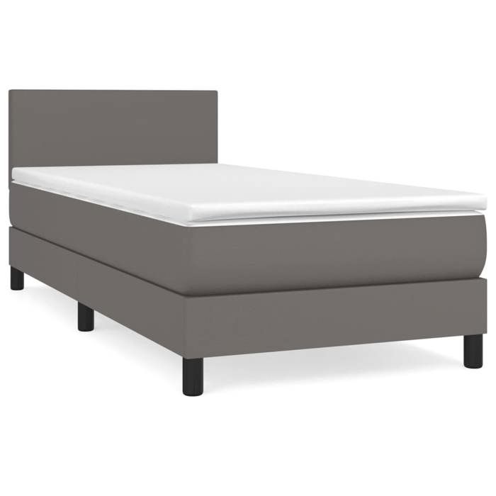 3140973 vidaXL Divan Bed with Mattress Grey 80x200 Cm Faux Leather