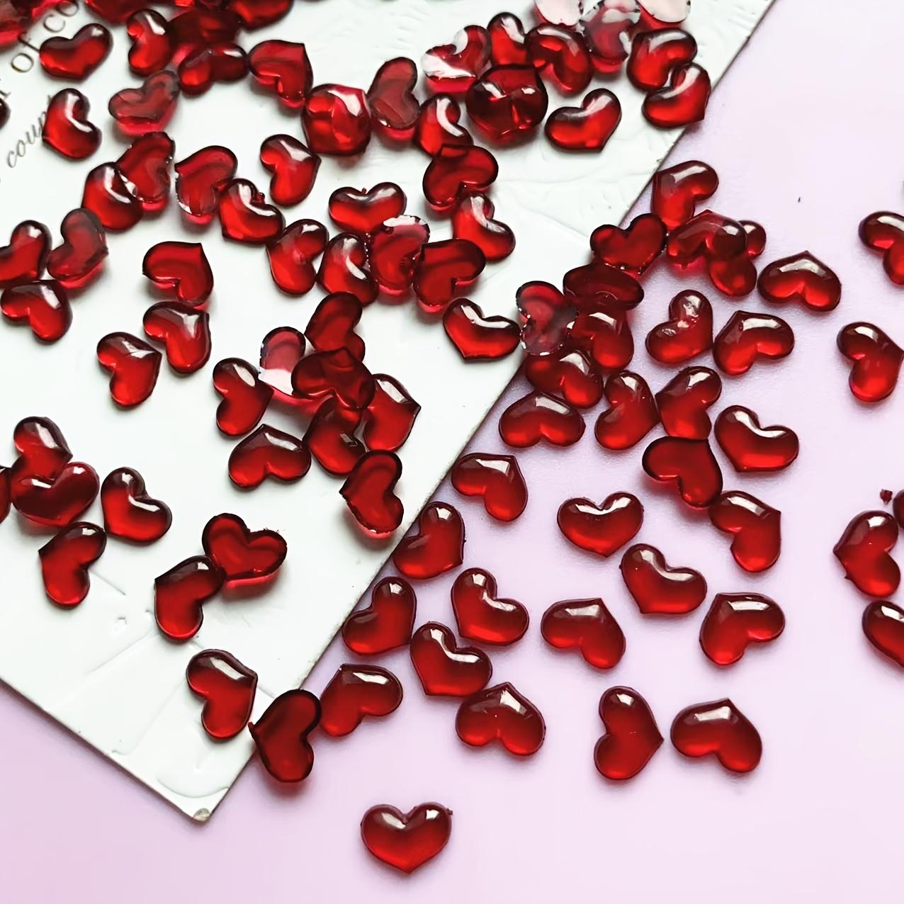 100pcs Valentine s Day 3D Red Heart Nail Charms - Scent-Free, DIY Manicure Decorations for Hands & Feet