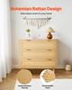 3 Drawer Rattan Dresser, Modern Closet Dresser for Bedroom, Natural Rattan Chest of Drawers with Metal Handles & Wooden Legs, Chest Clothing Organizer