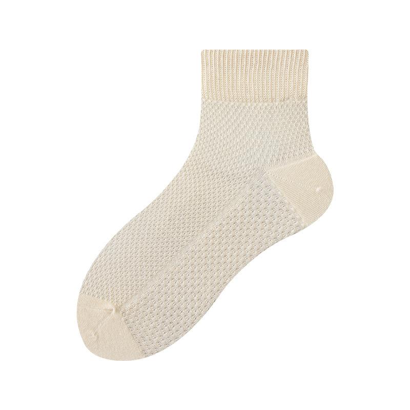 Pure Cotton Women's Summer Thin Mesh Sweat-absorbing, Breathable, Antibacterial and Deodorizing All-cotton Mid-calf Socks