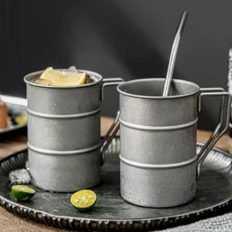 Boccale da Birra Retrò in Acciaio Inossidabile 304 con Manico – Tazza Creativa per Personalità da Esterno