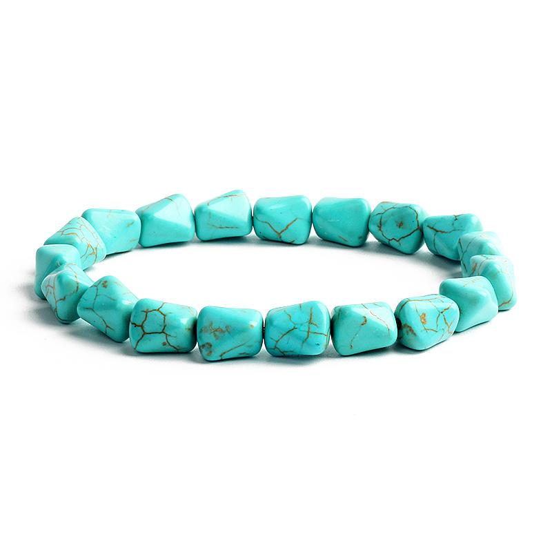 Bohemian Turquoises Beads Bracelets for Women Reiki Nature Stone Cube Cylinder Irregular Bracelets Healing Healthcare Jewelry