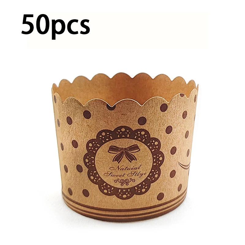 

50/100pcsHeat-Resistant Kraft Paper Muffin Cups for Baking and Serving - Small Kitchen Accessories for Cakes, Pastries, and More