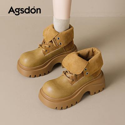 Augustus High-heeled Martin Boots Women's 2025 New Autumn Thick-soled Retro British Wasteland Wind Rhubarb Short Boots