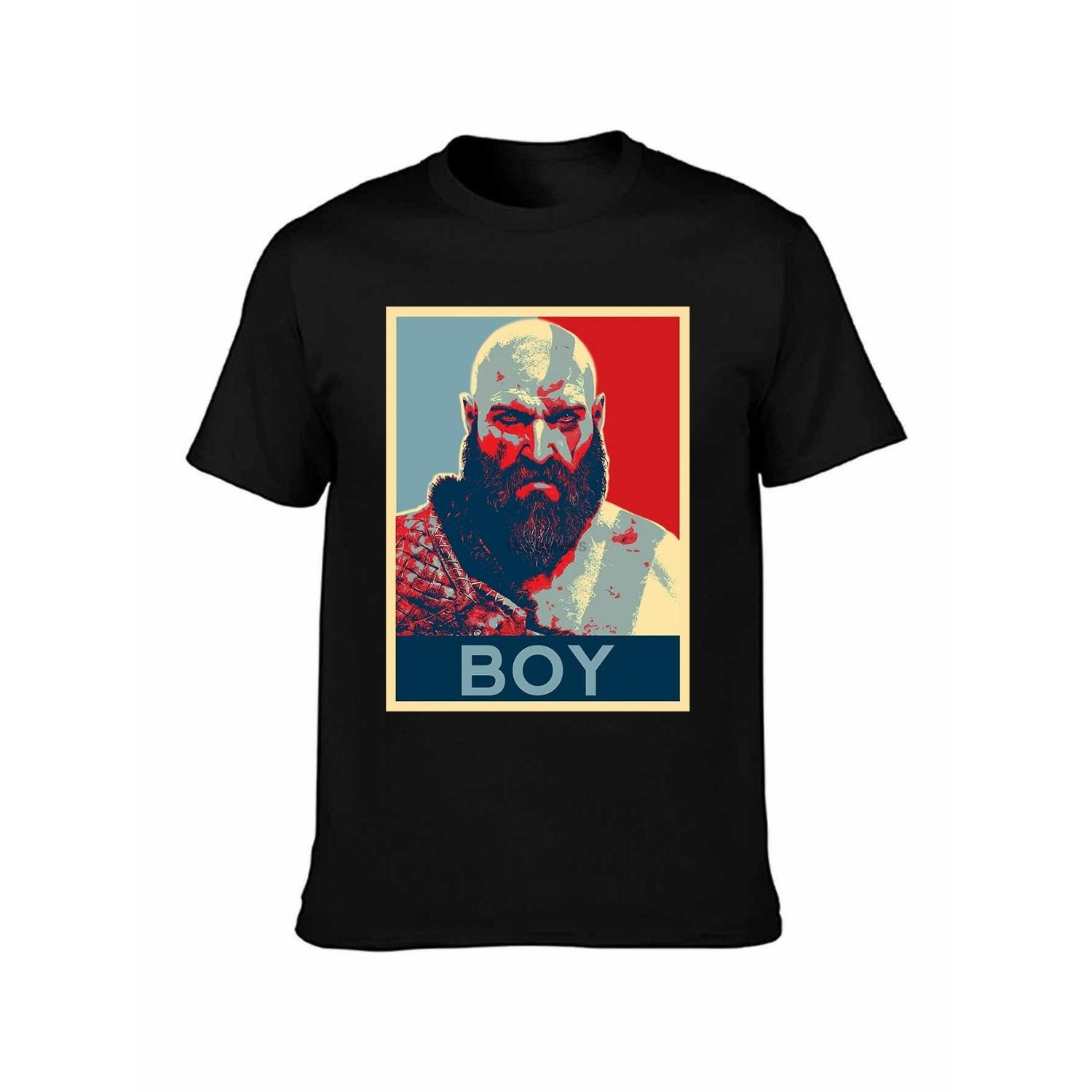 Мужская футболка Kratos God Of War Винтажная 100% Хлопок Короткий рукав Круглый вырез Летний стиль Одежда S чёрный
