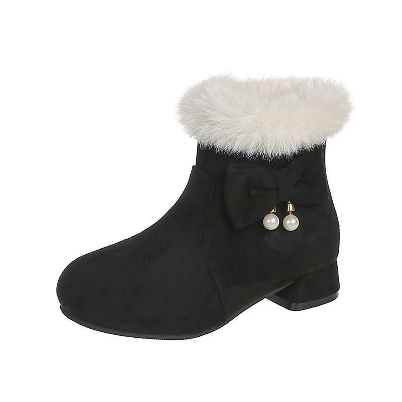 

Kids Winter Snow Boots for Girls Thick Fleece Lining Warm High Top Princess Boots Fashion size 37 чорний