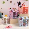Multi-functional Rabbit Storage Box See Through Drawer Cartoon Stationary Storage Rack Spacious Pen Holder Student