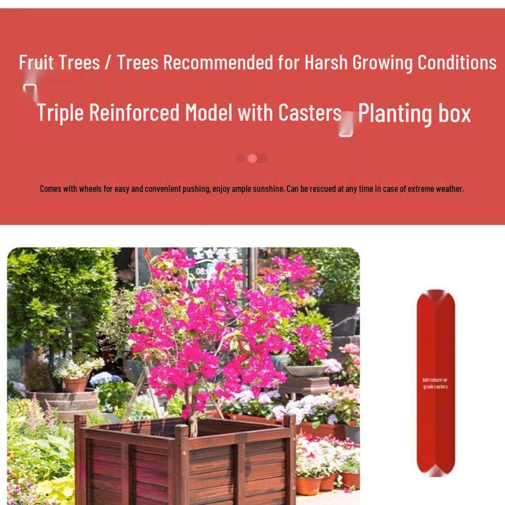 Large Anti-Corrosion Solid Wood Planter Box for Outdoor Trees and Flowers