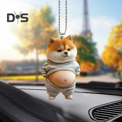 Storas šuniukas raktų pakabukas 2D plokščias akrilinis animacinis šuns papuošalas automobilio veidrodėliui, kuprinėms, pakabinamas pakabukas namų dekorui